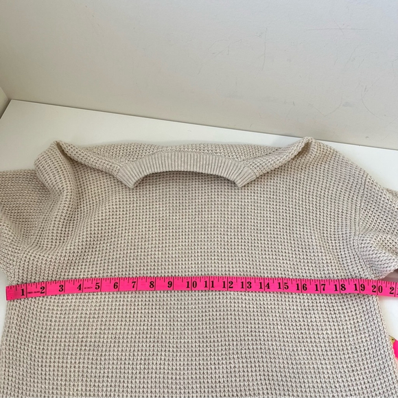 ARITZIA WILFRED FREE MERINO WOOL BLEND CREAM WAFFLE KNIT SWEATER - Picture 6 of 7